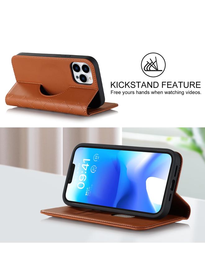 Zaboon Case For iPhone 13 Pro Rhombic MagSafe RFID Anti-Theft Wallet Leather Phone Case - Image 4