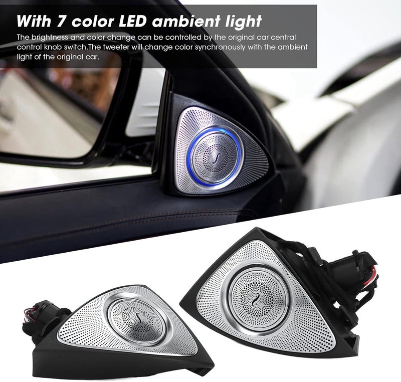 Fydun Car Audio Tweeters with LED Ambient Lighting Kit - 7 Color 3D Rotating Tweeter Replacement for Benz S-Class W222 Pre-Facelift 2014-2017 - Image 3