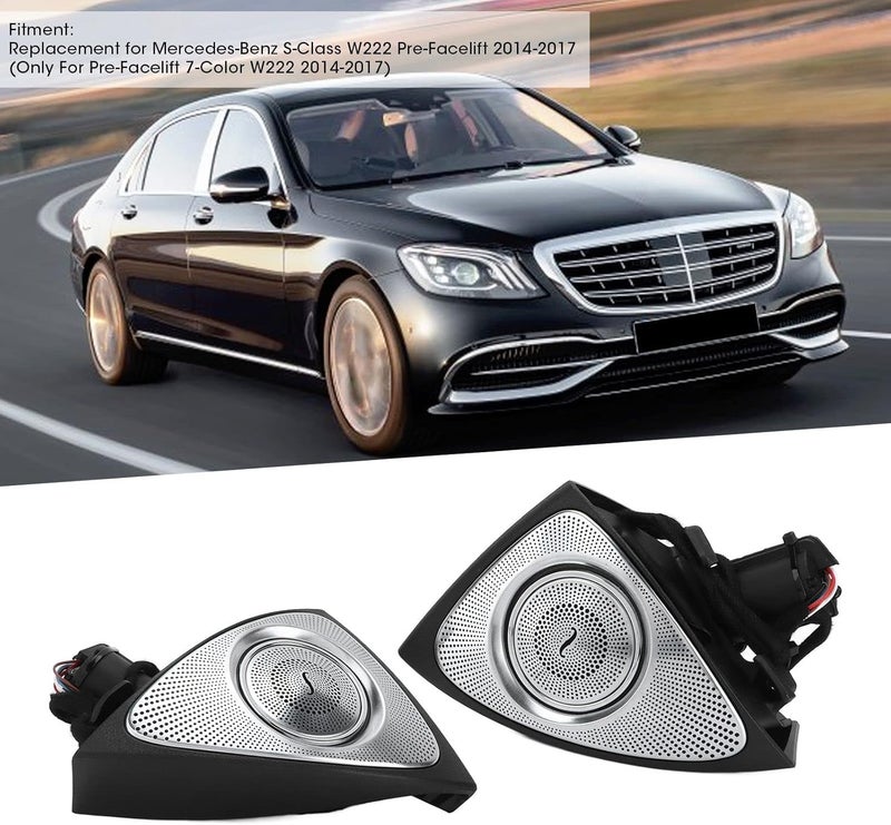 Fydun Car Audio Tweeters with LED Ambient Lighting Kit - 7 Color 3D Rotating Tweeter Replacement for Benz S-Class W222 Pre-Facelift 2014-2017 - Image 2