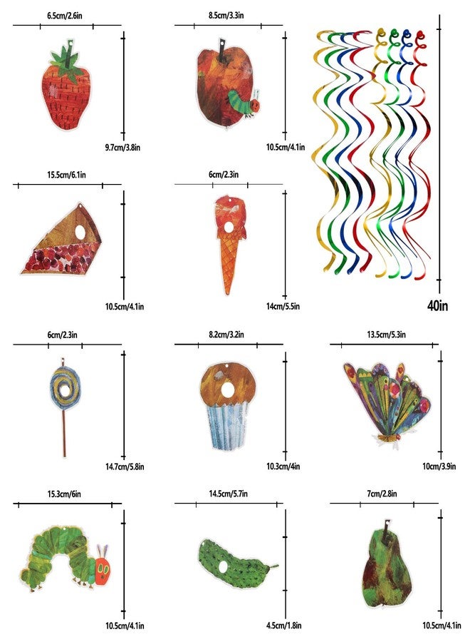 LINGTEER The Very Hungry Insects Cartoon Little Green Caterpillar Butterfly Swirls Streamers - 20 Pcs Children's Reading Story Birthday Party Decorations. - Image 3