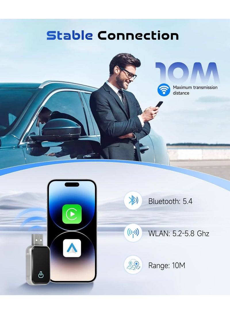 محول كار بلاي وAndroid لاسلكي 2025 – جهاز 2 في 1 يحوّل الأنظمة السلكية إلى لاسلكية، عملي وسهل الاستخدام للسيارات مع USB/Type-C - Image 3