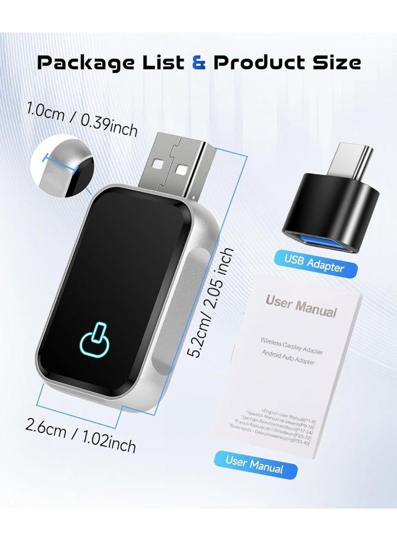 محول كار بلاي وAndroid لاسلكي 2025 – جهاز 2 في 1 يحوّل الأنظمة السلكية إلى لاسلكية، عملي وسهل الاستخدام للسيارات مع USB/Type-C - Image 5