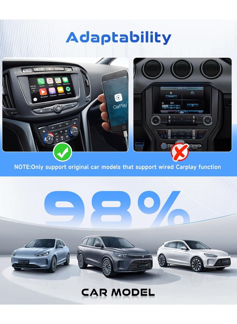 محول كار بلاي وAndroid لاسلكي 2025 – جهاز 2 في 1 يحوّل الأنظمة السلكية إلى لاسلكية، عملي وسهل الاستخدام للسيارات مع USB/Type-C - Image 4