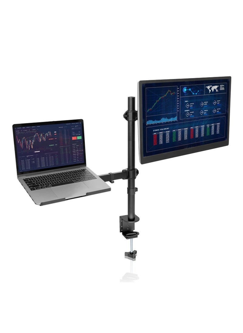 FlashHawk 360° Rotation Dual Arm Mount, for 17-27 inch Monitor and 10-17 inch Laptop, VESA 75/100, Max Load 8KG, M074 Black  - Image 1