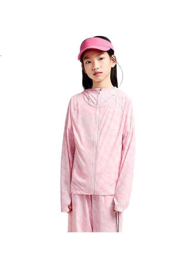 Annil Girls' Sun Protection Jacket Summer New Ice-Cool Elastic Hooded Fashion Slim Fit Sports - Image 1