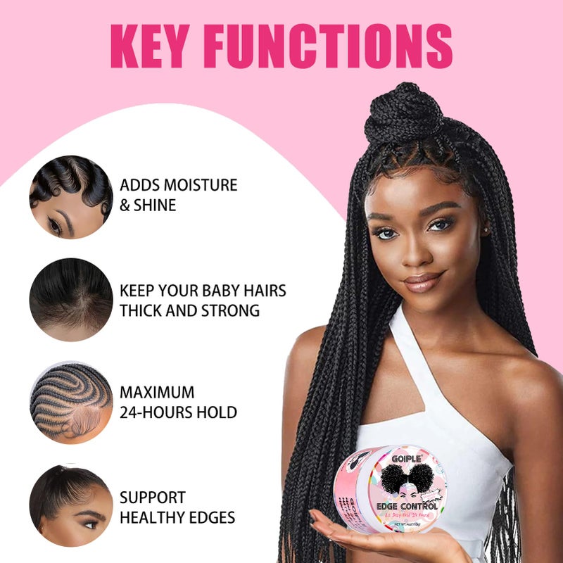 Goiple Edge Control Wax for Women Strong Hold - Edge Smoother Edge Wax Styling Gel Edge Control Wax for Black Hair - Rose & Castor Hair Oil for Hair Growth Strengthening Hair Oil Briad Bonnet Brush Set - Image 4