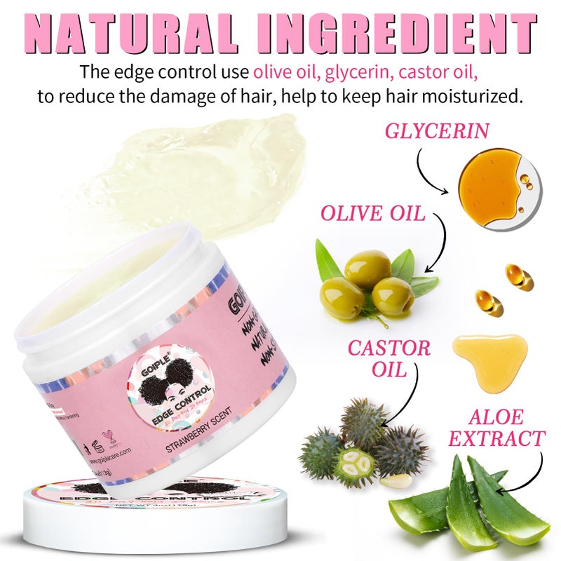 Goiple Edge Control Wax for Women Strong Hold - Edge Smoother Edge Wax Styling Gel Edge Control Wax for Black Hair - Rose & Castor Hair Oil for Hair Growth Strengthening Hair Oil Briad Bonnet Brush Set - Image 3