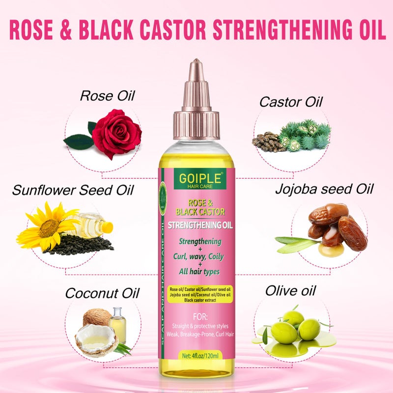 Goiple Edge Control Wax for Women Strong Hold - Edge Smoother Edge Wax Styling Gel Edge Control Wax for Black Hair - Rose & Castor Hair Oil for Hair Growth Strengthening Hair Oil Briad Bonnet Brush Set - Image 2