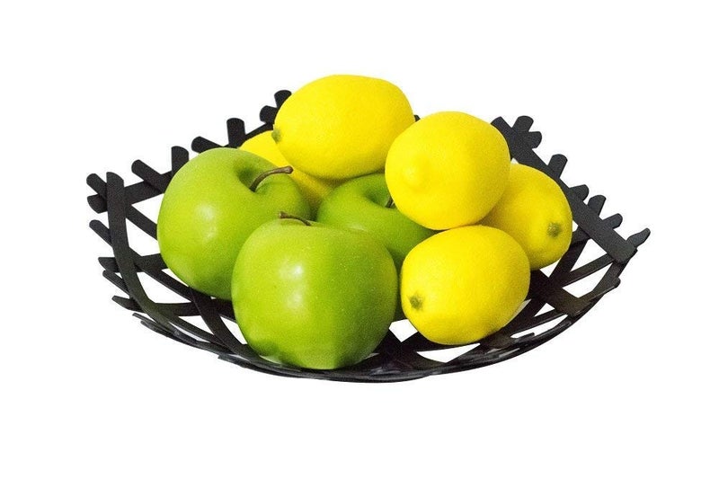 Shelzi Fruit Plate with Fruit Vegetable Snacks Storage Decorative Bowl for Home Kitchen Countertop Fruit Basket Centerpiece Display Stand Dining Table Decoration Tool Fruit Serving Tray_Black - Image 3