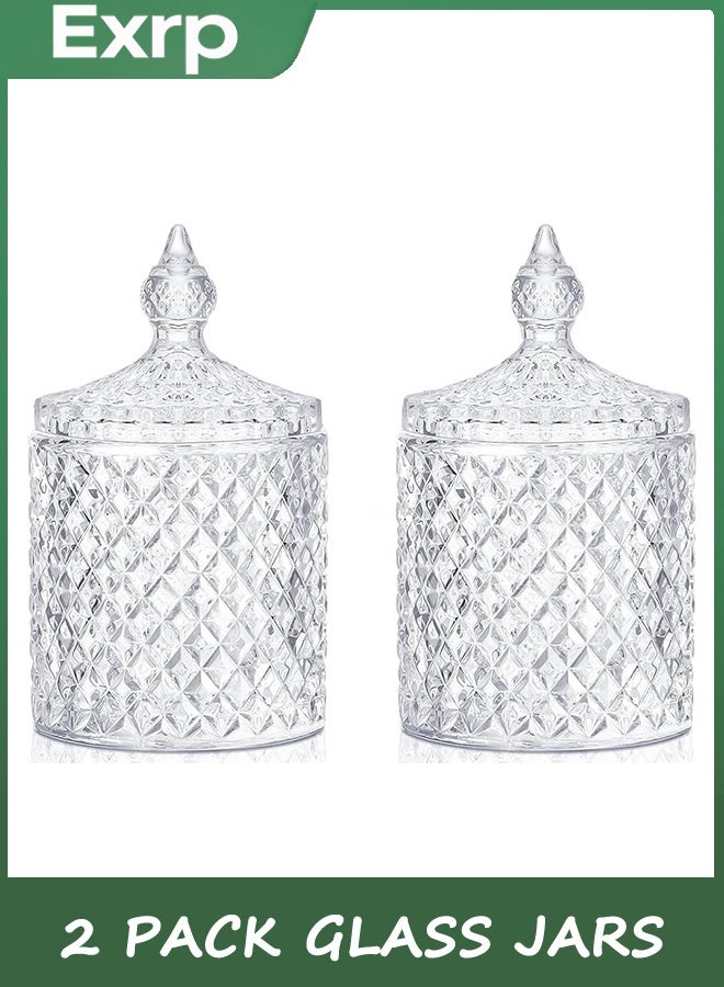 Exrp 2 Pack Q-tip Holder Thick Glass Apothecary Jars With Lid for Bathroom Decor, Clear Cotton Storage Organizer for Swabs, Rounds, Jewelry, Candy - Image 1