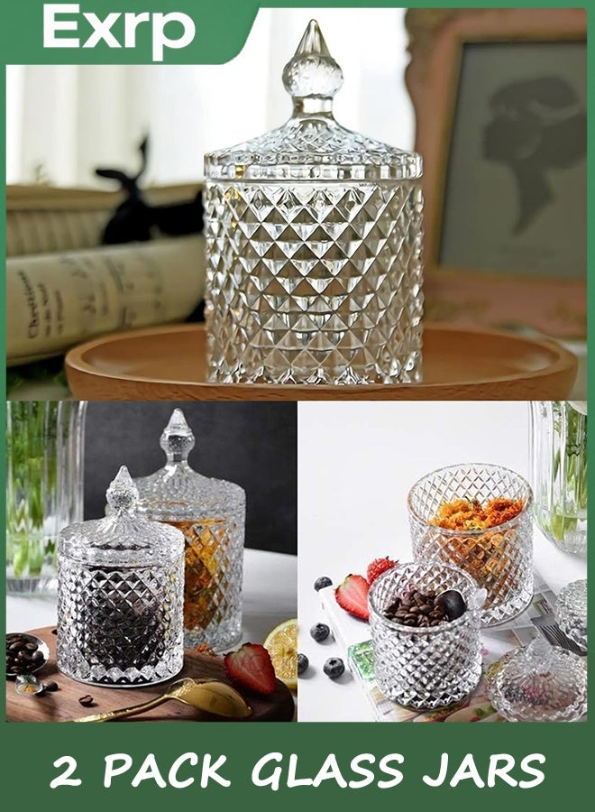 Exrp 2 Pack Q-tip Holder Thick Glass Apothecary Jars With Lid for Bathroom Decor, Clear Cotton Storage Organizer for Swabs, Rounds, Jewelry, Candy - Image 5