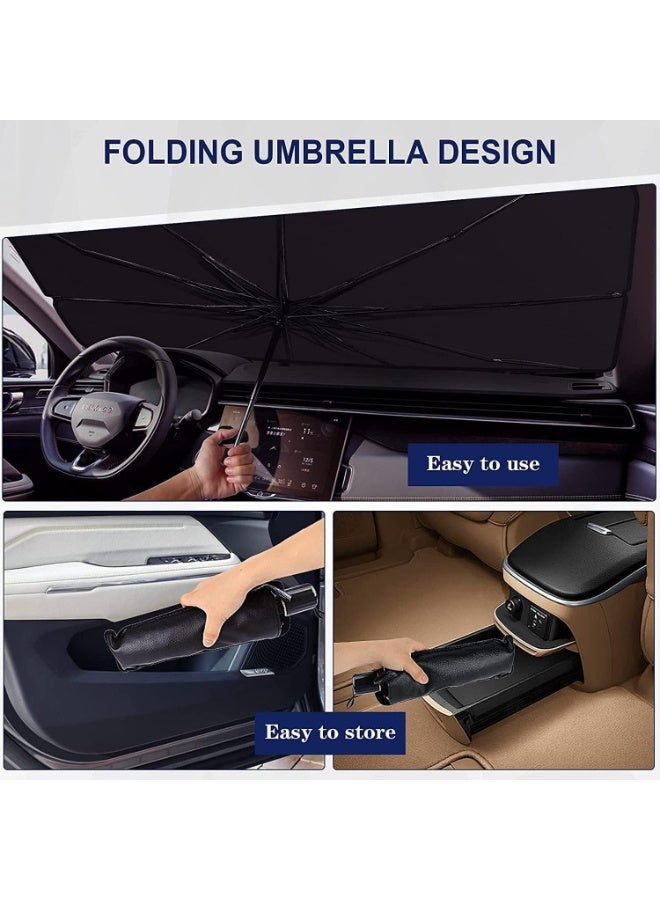 Car Sun Shade Umbrella, Foldable Sun Shade for Car Sun Protection from UV Rays and Sun Rays Suitable for Most Cars (122 * 65 cm) - Easy to Use and Store - Image 4