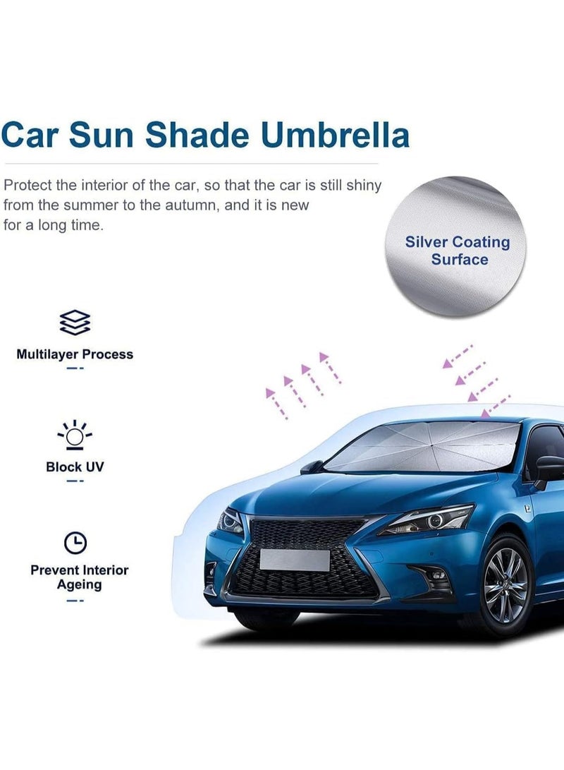 Car Sun Shade Umbrella, Foldable Sun Shade for Car Sun Protection from UV Rays and Sun Rays Suitable for Most Cars (122 * 65 cm) - Easy to Use and Store - Image 3