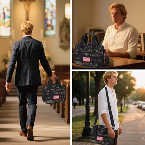 ATRIPACK Tactical Large Bible Cover for MenDouble Layer Bibles Bag With Detachable Book Carrying Case Covers for Bible Organizer with Zippered PocketsChurch Case with Handle - Image 3