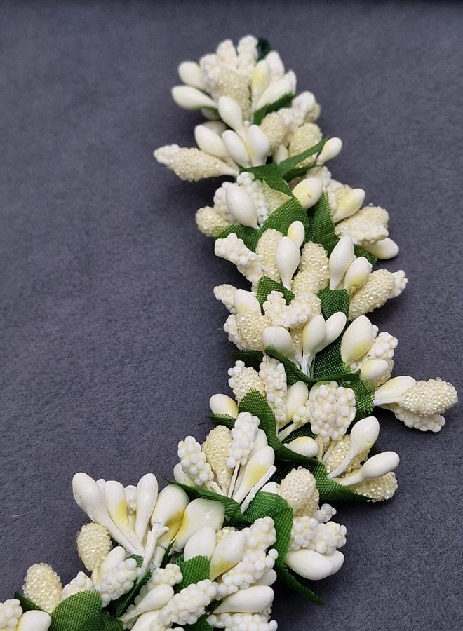 Twinsho Artificial White Jasmine Flower Hair Gajra, Hair Accessory with Green Leaves, Bridal Hair Accessories, Wedding Hair Gajra For Women - Image 4