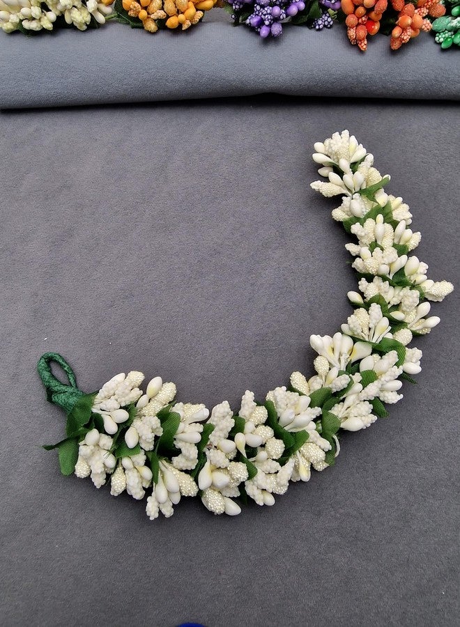Twinsho Artificial White Jasmine Flower Hair Gajra, Hair Accessory with Green Leaves, Bridal Hair Accessories, Wedding Hair Gajra For Women - Image 2