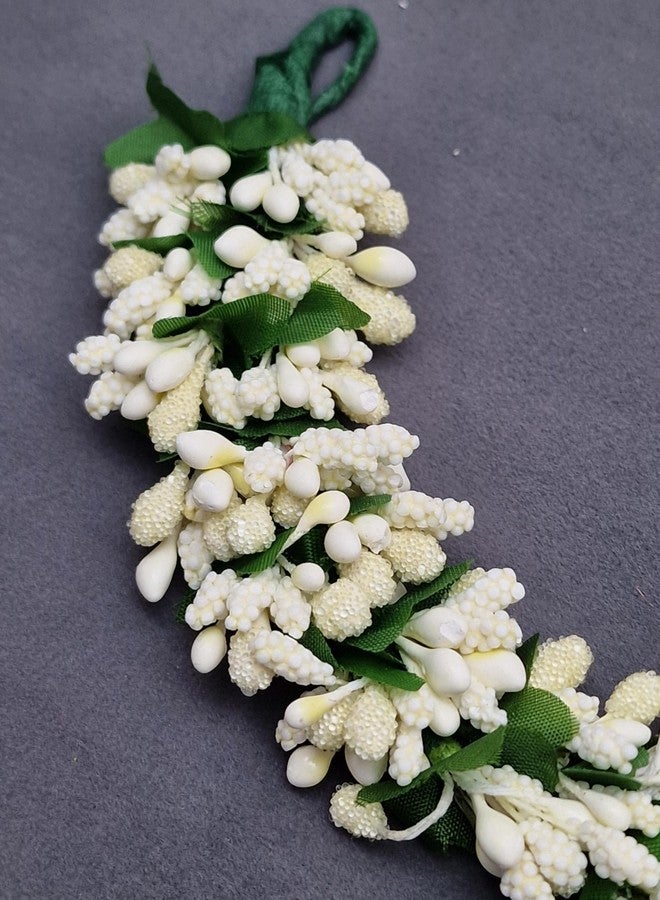 Twinsho Artificial White Jasmine Flower Hair Gajra, Hair Accessory with Green Leaves, Bridal Hair Accessories, Wedding Hair Gajra For Women - Image 3