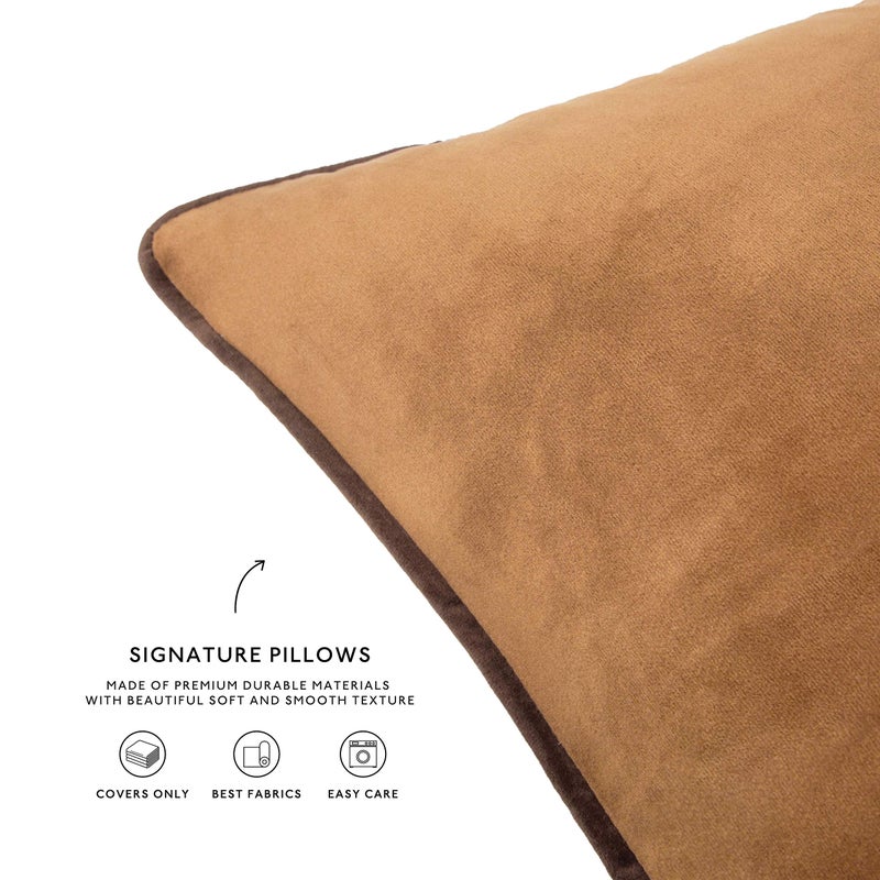 MONDAY MOOSE Decorative Throw Pillow Covers Cushion Cases  Set of 2 Soft Velvet Modern Double-Sided Designs  Mix and Match for Home Decor  Pillow Inserts Not Included (12x20 inch  Brown/Beige) - Image 5