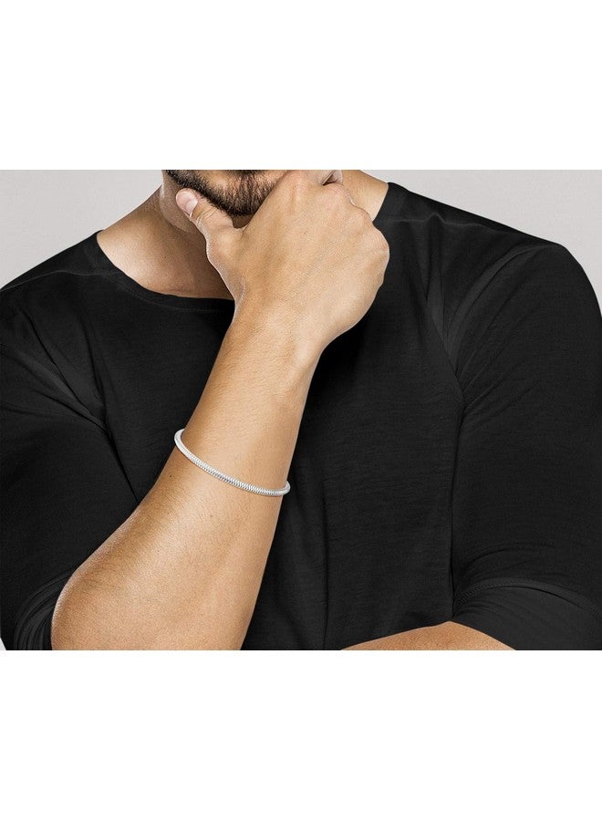 Miabella Italian 925 Sterling Silver Solid 3mm Snake Chain Bracelet for Women Men, Made in Italy (Length 7.5 Inches) - Image 3