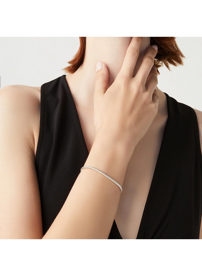 Miabella Italian 925 Sterling Silver Solid 3mm Snake Chain Bracelet for Women Men, Made in Italy (Length 7.5 Inches) - Image 2