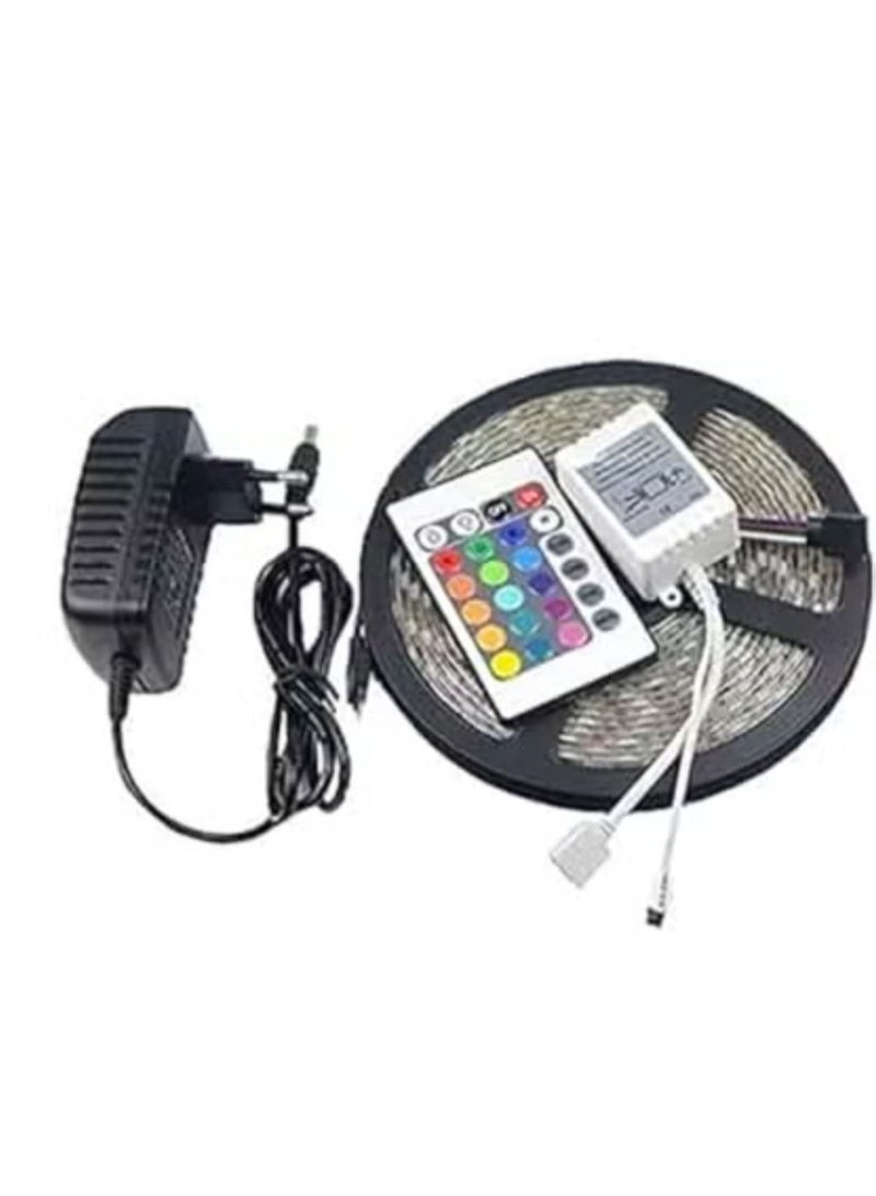 LOWHAT شريط إضاءة LED RGB مع جهاز تحكم عن بُعد أسود/شفاف