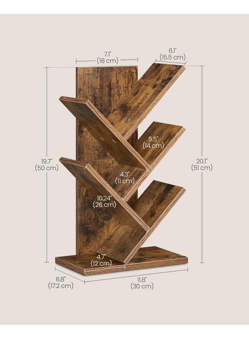 VASAGLE 5-Tier Tree Bookshelf, Space-Saving Corner Bookcase, Modern Rustic Brown Small Book Shelf for Bedroom, Living Room, Home Office, Holds Books, CDs, Games – Sturdy and Easy-to-Assemble - Image 5