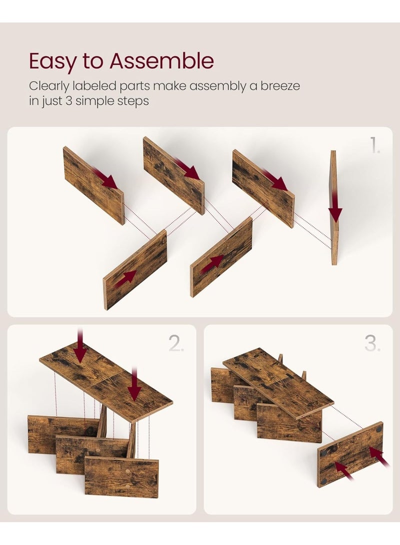VASAGLE 5-Tier Tree Bookshelf, Space-Saving Corner Bookcase, Modern Rustic Brown Small Book Shelf for Bedroom, Living Room, Home Office, Holds Books, CDs, Games – Sturdy and Easy-to-Assemble - Image 2