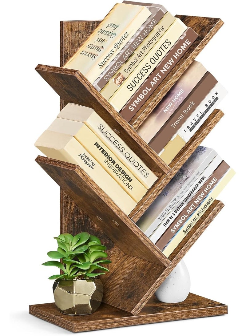 VASAGLE 5-Tier Tree Bookshelf, Space-Saving Corner Bookcase, Modern Rustic Brown Small Book Shelf for Bedroom, Living Room, Home Office, Holds Books, CDs, Games – Sturdy and Easy-to-Assemble - Image 1