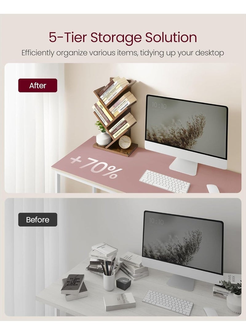 VASAGLE 5-Tier Tree Bookshelf, Space-Saving Corner Bookcase, Modern Rustic Brown Small Book Shelf for Bedroom, Living Room, Home Office, Holds Books, CDs, Games – Sturdy and Easy-to-Assemble - Image 3