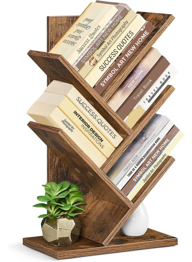 Wonder Store 5-Tier Tree Bookshelf, Space-Saving Corner Bookcase, Modern Rustic Brown Small Book Shelf for Bedroom, Living Room, Home Office, Holds Books, CDs, Games – Sturdy and Easy-to-Assemble - Image 1