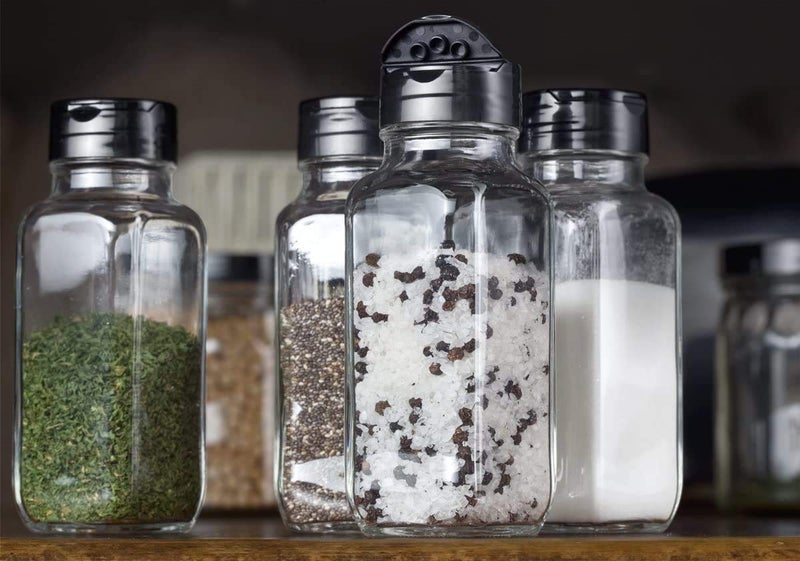 CLVJ Spice Jar Glass Container for storage Salt Pepper Square Kitchen Storage Glass Jar For Oregano and Chilly Flakes Dispener With Lid Set of 10 - Image 5