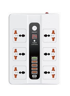 TYCOM Power Strip Surge Protector with USB Extension Cord Flat Plug with Widely 6 AC Outlet and 5 USB 1 PD LED Small Desktop Station with 6 feet Power Cord Compact Socket.  - Image 1