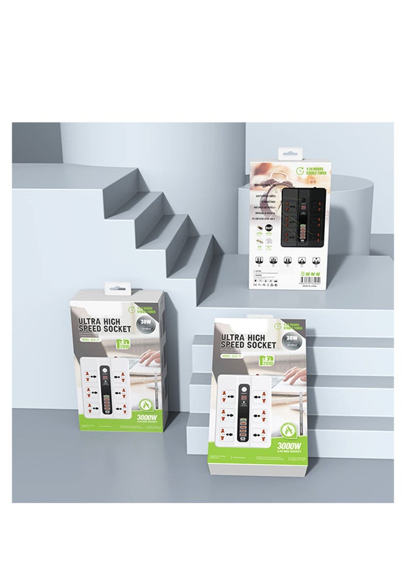 TYCOM - Power Strip Surge Protector with USB Extension Cord Flat Plug with Widely 6 AC Outlet and 5 USB 1 PD LED Small Desktop Station with 6 feet Power Cord Compact Socket. - Image 1