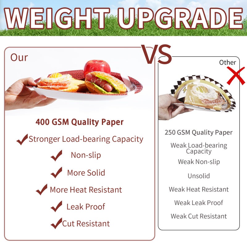 Grencian 50 Pcs Football Oval Plates 10"" x 12"" Large Disposable 400 GSM Heavy Duty Football Paper Plates Football Birthday Party Decorations for Football Theme Party Supplies Sports Game Tailgate Party Decor - Image 3