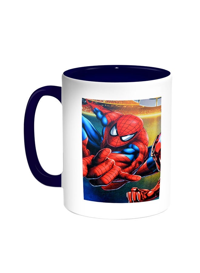 Spiderman Printed Coffee Mug Blue/White 11ounce