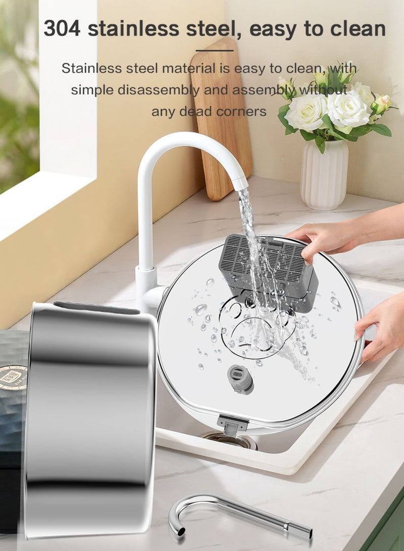 Kidle 4L Wireless Stainless Steel Wireless Cat Water Fountain with Water Level Window Ultra Quiet Battery Operated Pet Water Dispenser Suitable for Cats, Dogs and Other Pets - Image 2