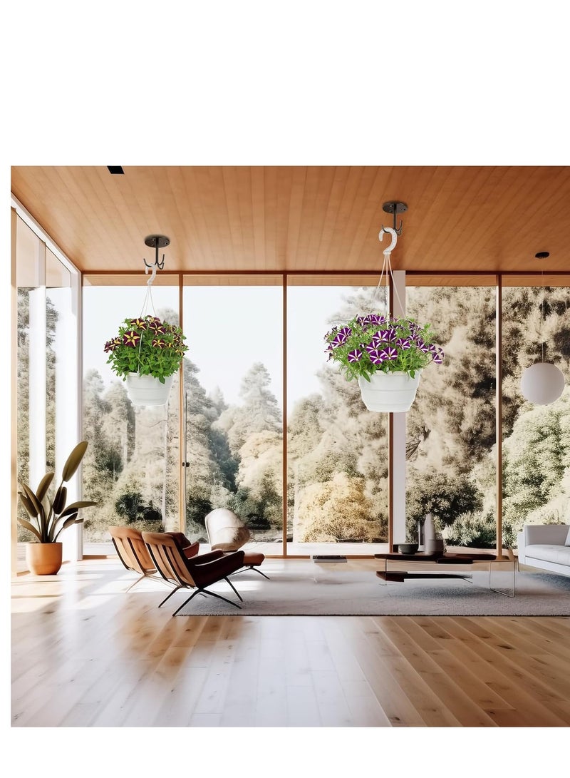 KASTWAVE Ceiling Hooks for Hanging Plants, 4 Pcs Heavy Duty Ceiling Hooks, Wall Mount Plant Hangers, Black Metal Three Prong Ceiling Hook Plate for Hanging Plants - Image 3