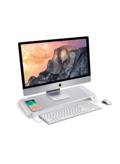FlashHawk Monitor Stand Riser,Aluminum Computer Stand with 4 USB Port Charging and Keyboard Storage for Laptop/TV Printer/Fax Machine/Computer/iMac/MacBook  - Image 1