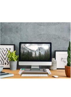 FlashHawk Monitor Stand Riser,Aluminum Computer Stand with 4 USB Port Charging and Keyboard Storage for Laptop/TV Printer/Fax Machine/Computer/iMac/MacBook  - Image 5