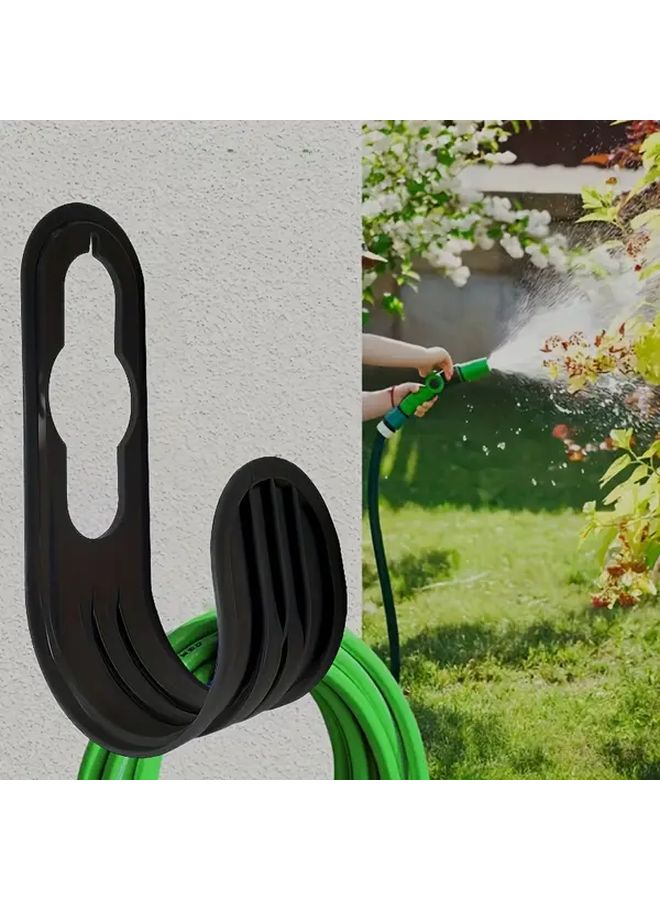 Black Wall Mounted Garden Hose Holder Organizer Hook Durable Plastic Easy Installation Garage Outdoor Storage - Image 1