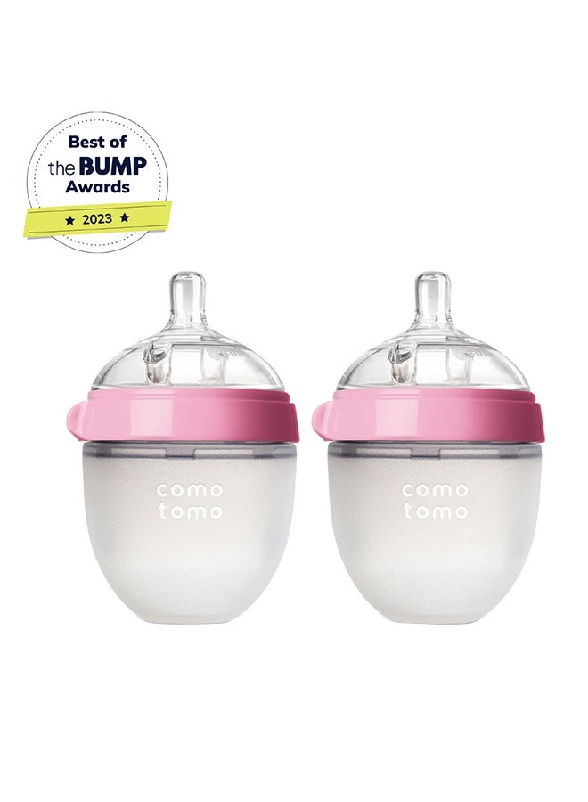 Natural Feel Baby Bottle Double Pack Pink 150 ml - Image 1