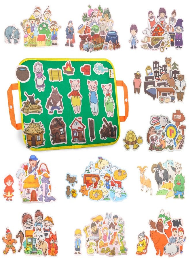 CHEFAN 12 Pack Felt Board Stories Set,Fairy-Tales Flannel Board Stories with a Foldable Board for Preschool Activities,Included Three Little Pigs,Little Red Riding Hood and The Mitten - Image 1