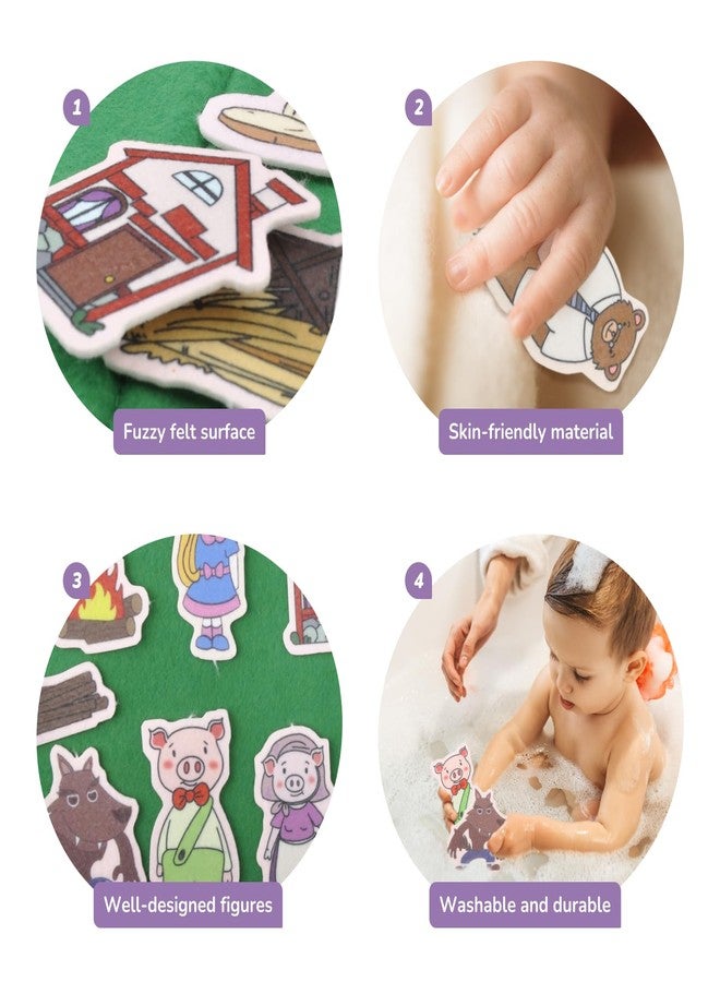 CHEFAN 12 Pack Felt Board Stories Set,Fairy-Tales Flannel Board Stories with a Foldable Board for Preschool Activities,Included Three Little Pigs,Little Red Riding Hood and The Mitten - Image 3