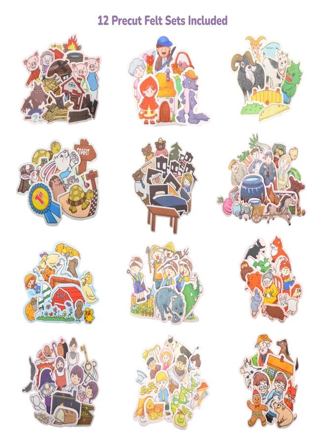 CHEFAN 12 Pack Felt Board Stories Set,Fairy-Tales Flannel Board Stories with a Foldable Board for Preschool Activities,Included Three Little Pigs,Little Red Riding Hood and The Mitten - Image 5