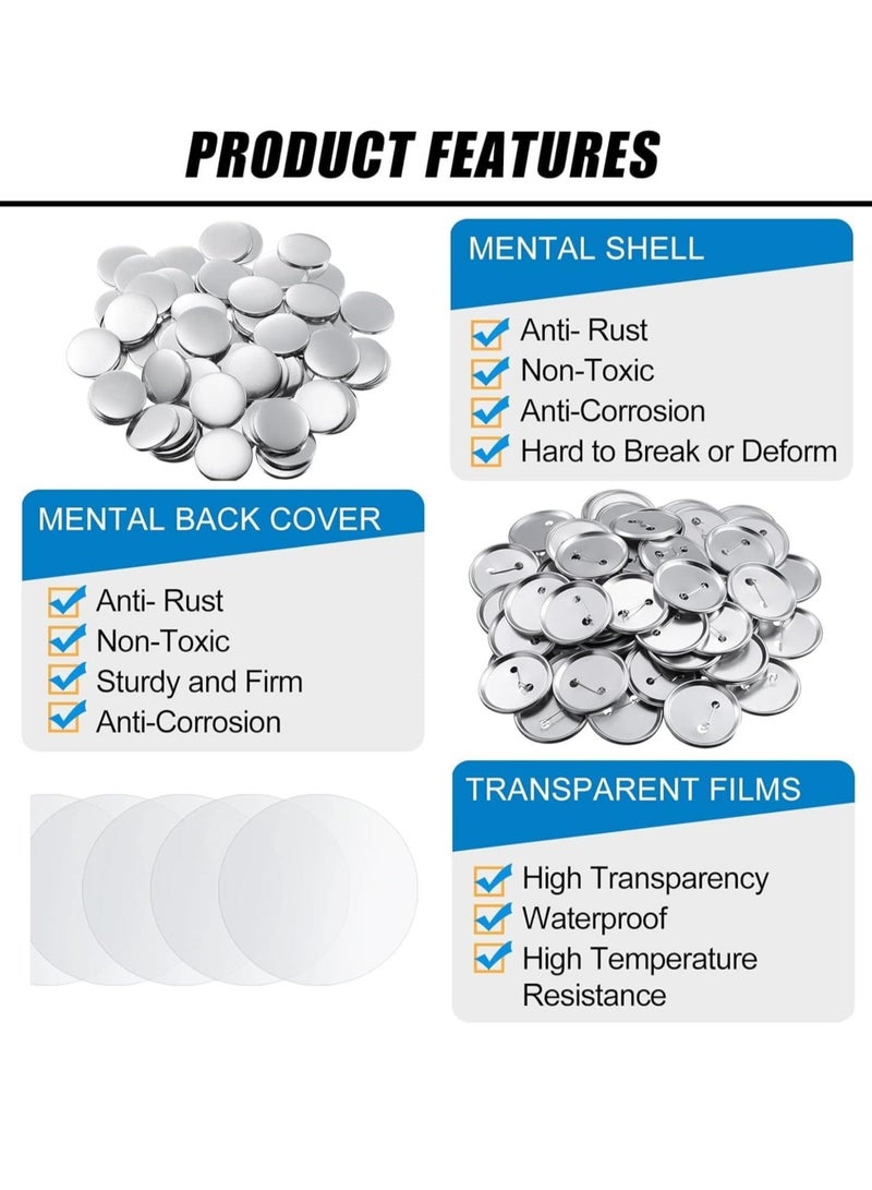 Captaintech Button Badge, 300Pcs Blank Button Pin Badges Kit, Button Maker DIY Button Pins Button Pin Badge Clear Pin Back Buttons, for DIY Crafts and Children's Paper Craft Activities and More - Image 4