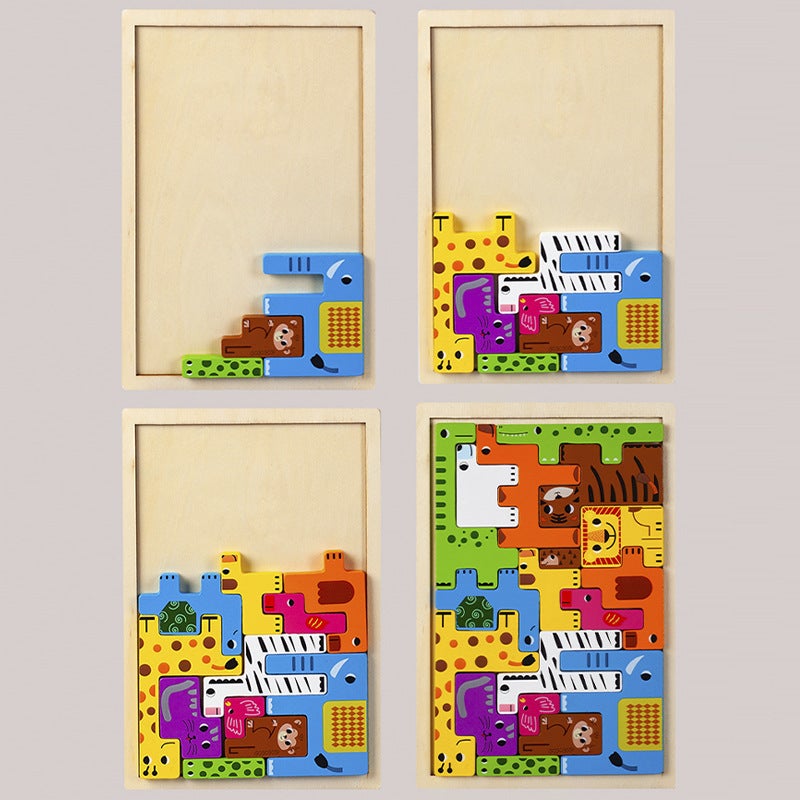 New Puzzle Three-Dimensional Russian Cartoon Creative Xylem Puzzle Blocks Children'S Early Education Enlightenment Cognitive Puzzle - Image 4