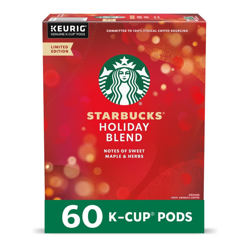 Starbucks K-Cup Coffee Pods, Medium Roast Coffee for Keurig Brewers, Holiday Blend, 100% Arabica, Limited Holiday Edition, 6 Boxes (60 Pods Total) - Image 1