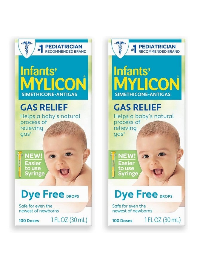 MYLICON Gas Relief Drops for Infants and Babies, Dye Free Formula, 1 Fluid Ounce with Updated Syringe (2-Pack) - Image 1
