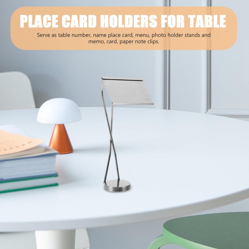 Stainless Steel Place Card Holders And Table Number Stands With Metal Clip 20cm X Shape - Image 5