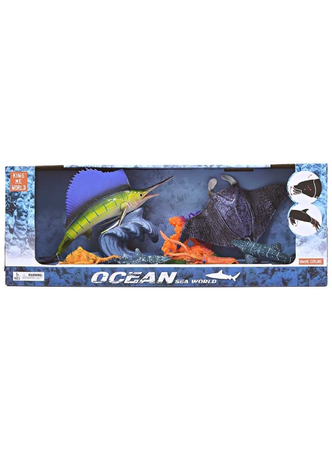 Explore Ocean Sea World Lively Sword Fish And Manta Ray Figures 5503-5 - Image 1